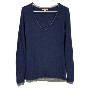 Banana Republic Blue V-Neck Italian Yarn Wool Blend Pullover Knit Sweater Size M
